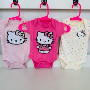 Newborn Hello Kitty Onesies Pack Of 3 New without Tags